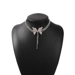 Luxury diamond butterfly choker necklace