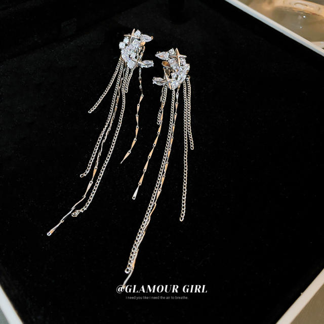 Korean fashion diamond star tassel ear cuff