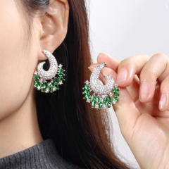 Creative pave setting color diamond women earrings