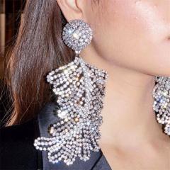 Occident fashion elegant diamond leaf shape earrings