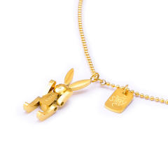 Cartoon rabbit pendant stainless steel necklace