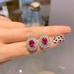 INS elegant ruby crystal diamond jewelry set