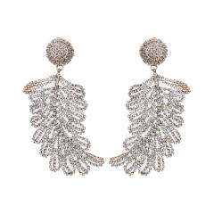 Occident fashion elegant diamond leaf shape earrings