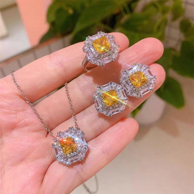 Super elegant topaz statment women jewelry set