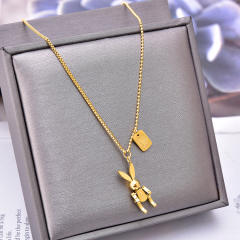Cartoon rabbit pendant stainless steel necklace