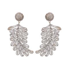 Occident fashion elegant diamond leaf shape earrings