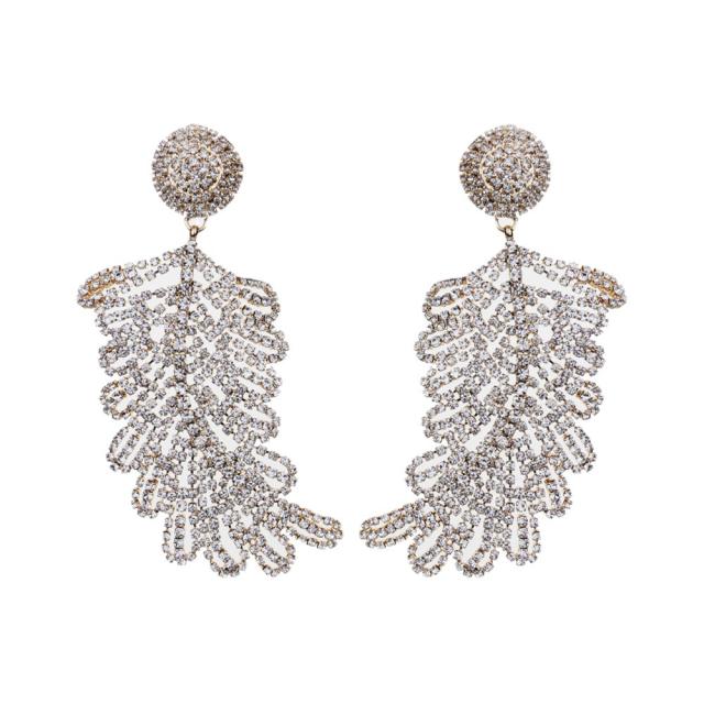 Occident fashion elegant diamond leaf shape earrings