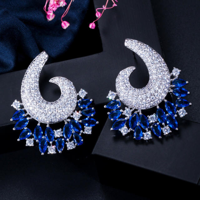 Creative pave setting color diamond women earrings