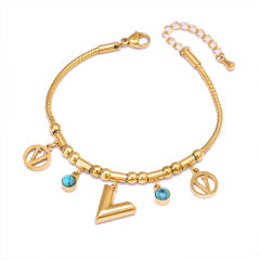 Multi element clover bear heart charm stainless steel bracelet