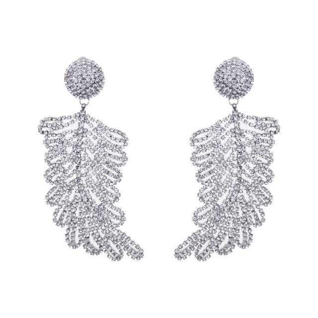 Occident fashion elegant diamond leaf shape earrings