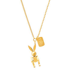 Cartoon rabbit pendant stainless steel necklace