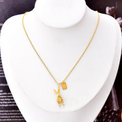 Cartoon rabbit pendant stainless steel necklace