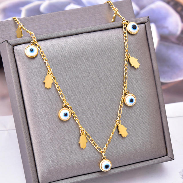 Occident fahsion evil eye charm stainless steel necklace