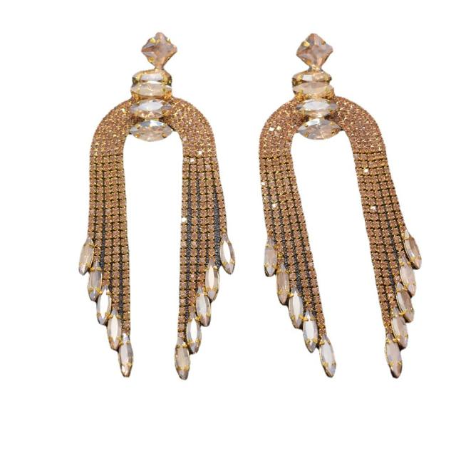 Personality color glass crystal tassel earrings