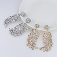 Occident fashion elegant diamond leaf shape earrings