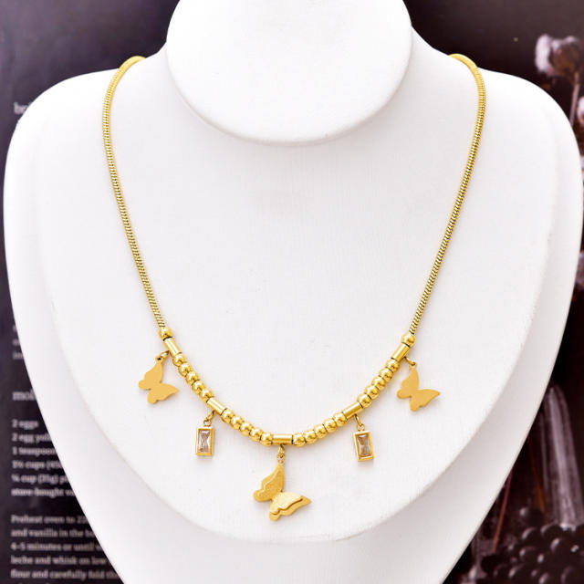 Occident fashion snake chain frost butterfly evil eye necklace