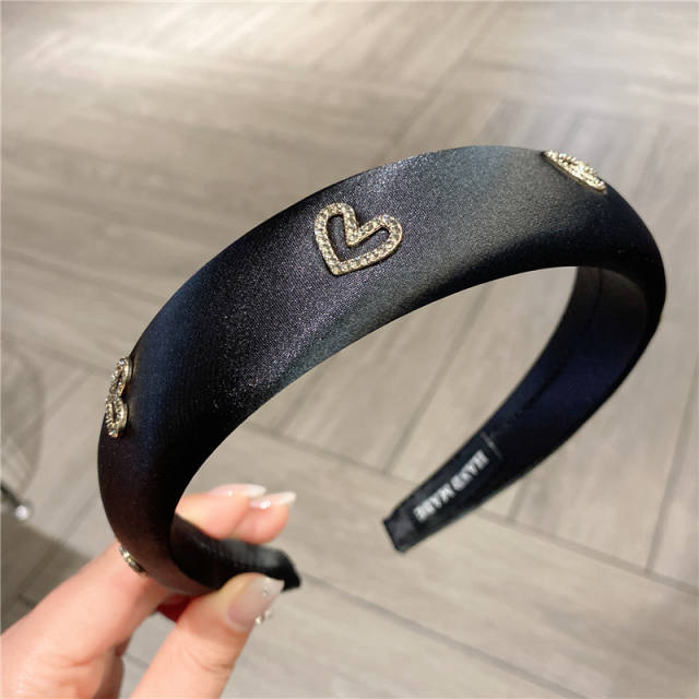 Vintage black stain diamond heart padded headband