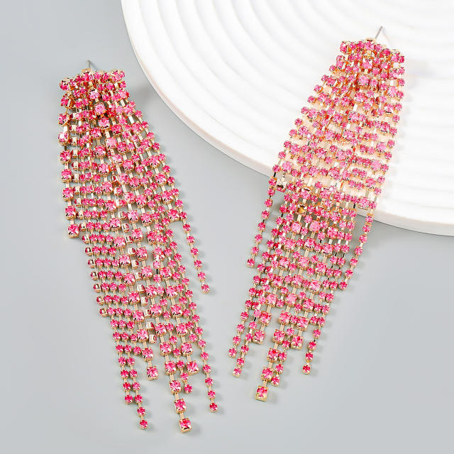 Super delicate color crystal tassel earrings