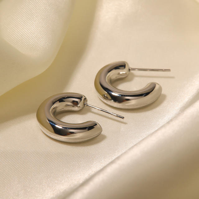 Chunky open hoop stainless steel earrings