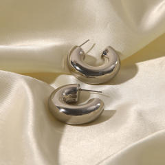 INS chunky open hoop stainless steel earrings