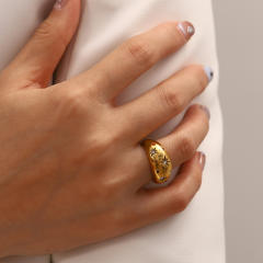 Luxury diamond star chunky stainless steel rings
