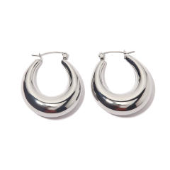 INS silver color chunky stainless steel hoop earrings