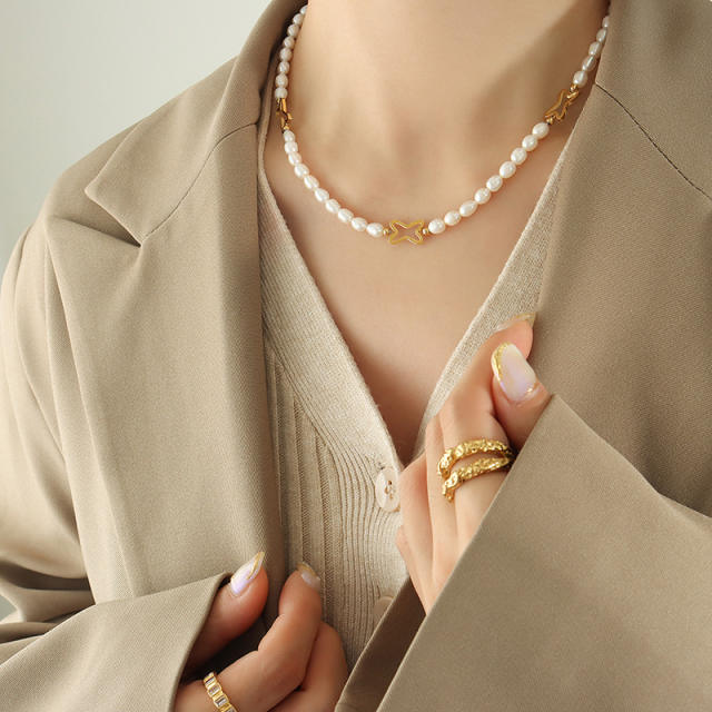 INS water pearl bead choker necklace