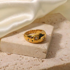 Luxury diamond star chunky stainless steel rings