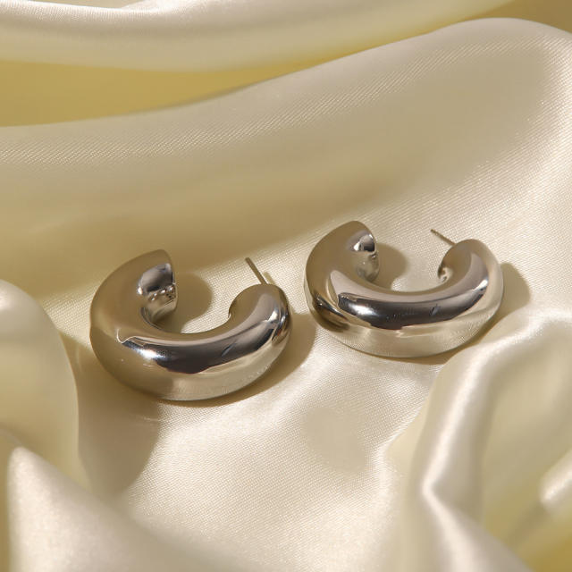 INS chunky open hoop stainless steel earrings