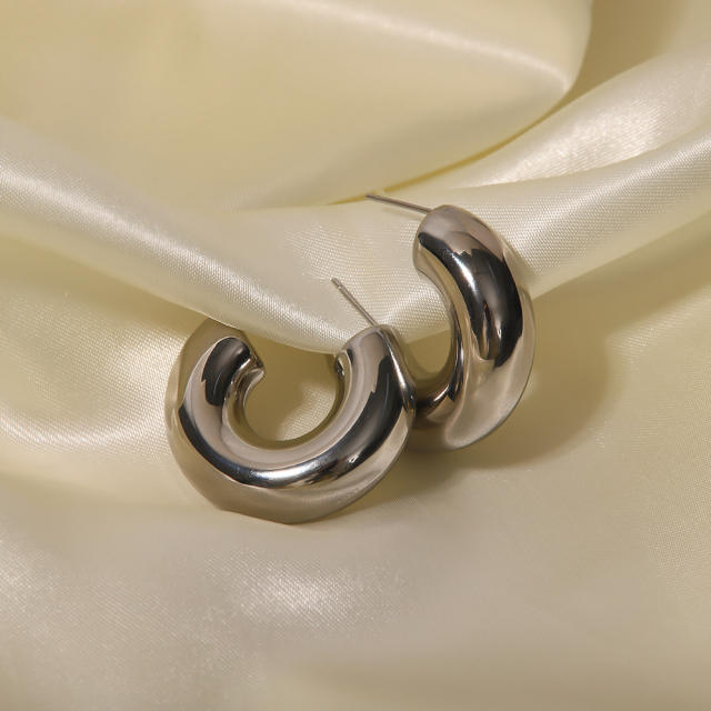 INS chunky open hoop stainless steel earrings