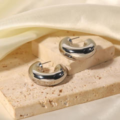 INS chunky open hoop stainless steel earrings