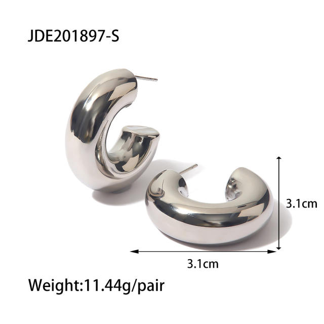 INS chunky open hoop stainless steel earrings
