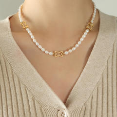 INS water pearl bead choker necklace
