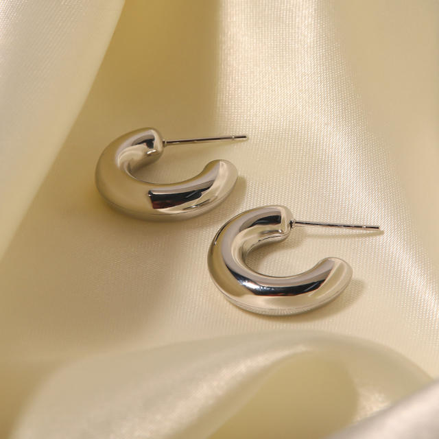 Chunky open hoop stainless steel earrings