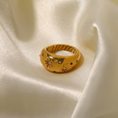 Luxury diamond star chunky stainless steel rings