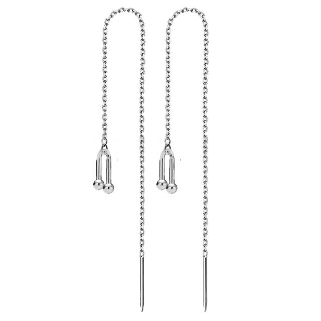 Korean fashion dainty stainless steel threader earrings