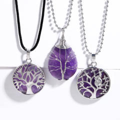 Natural amethyst pendant life tree pendant necklace