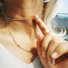 Korean fashion dainty stainless steel choker necklace