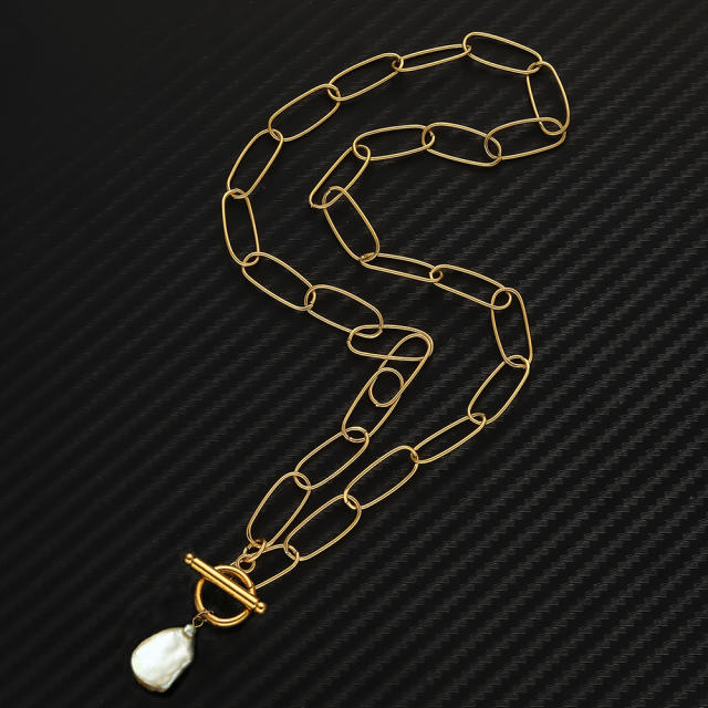 Hiphop paper clip chain stainless steel necklace