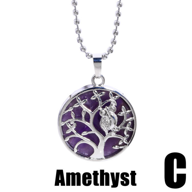 Natural amethyst pendant life tree pendant necklace