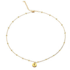 Dainty initial letter stainless steel choker necklace