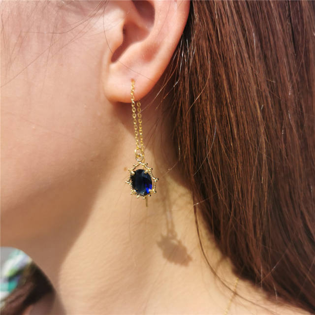 Korean fashion punk trend stainless steel threader earrings