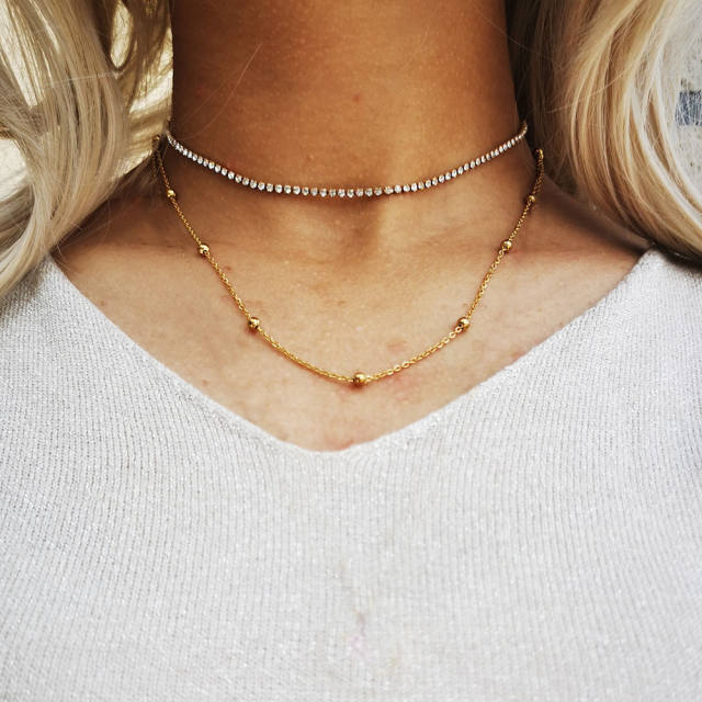 Korean fashion dainty stainless steel choker necklace