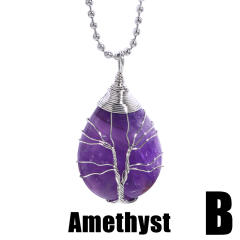 Natural amethyst pendant life tree pendant necklace