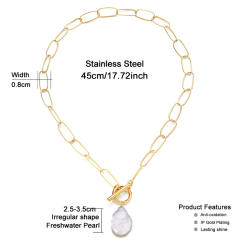 Hiphop paper clip chain stainless steel necklace