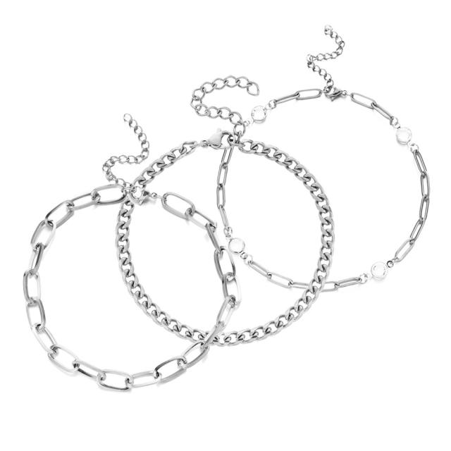 Popular stainless steel chain bracelet set