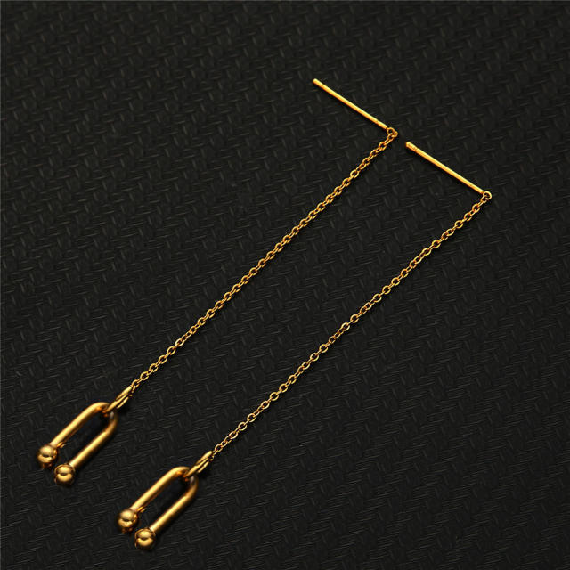 Korean fashion dainty stainless steel threader earrings