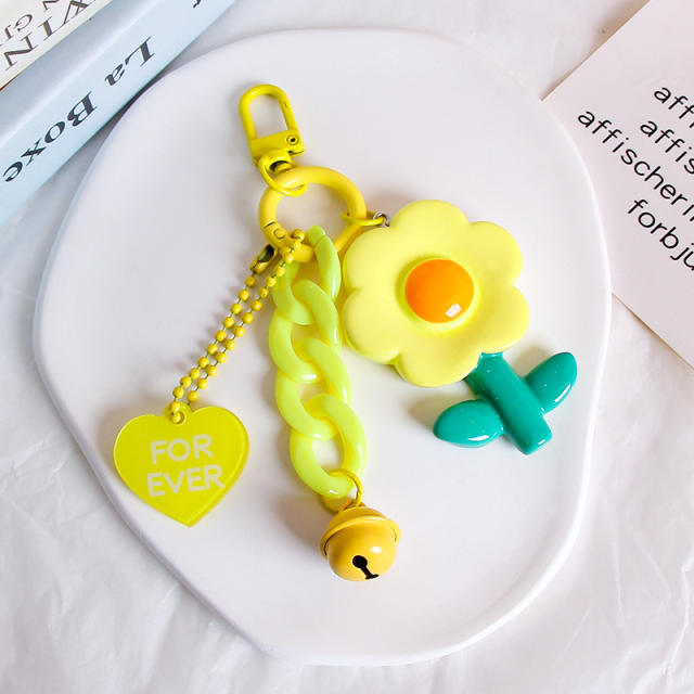 Creative candy color acrylic flower keychain