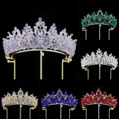 Baroque colorful crystal women crown