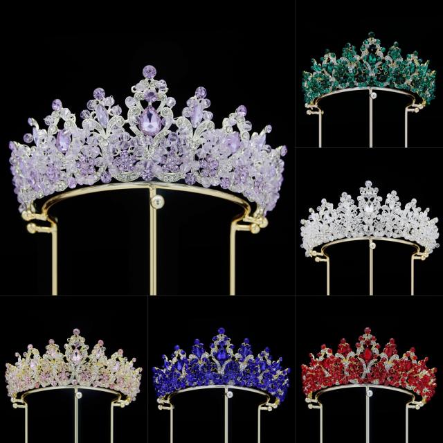 Baroque colorful crystal women crown